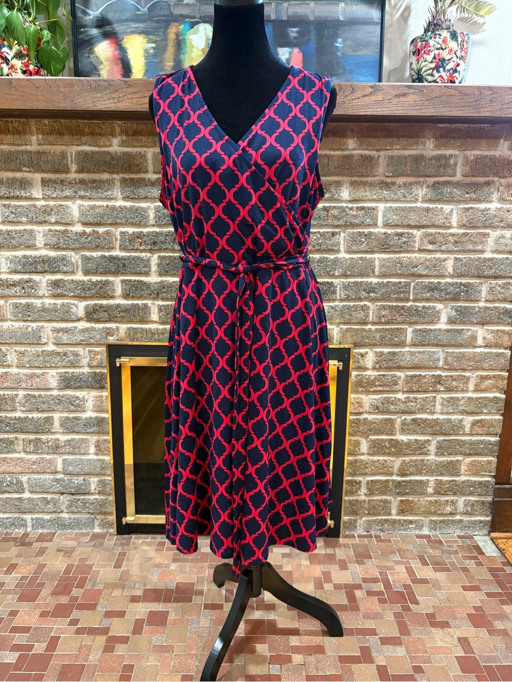 41 Hawthorn Navy & Pink Sleeveless Wrap Dress